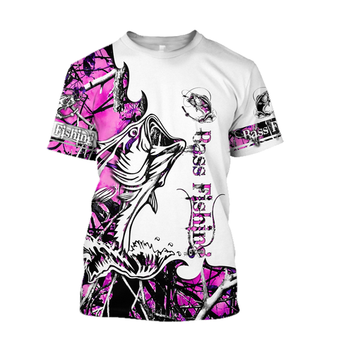 Unisex Shirt Bass Fishing Sport Country Girl Camo tattoo 3D shirts for men and women