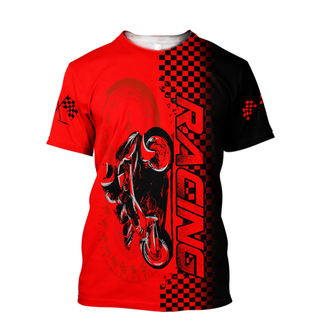 Men Racing Shirt Red Motorcycle Racing 3D All Over Printed Unisex Shirts Let's Go Racing