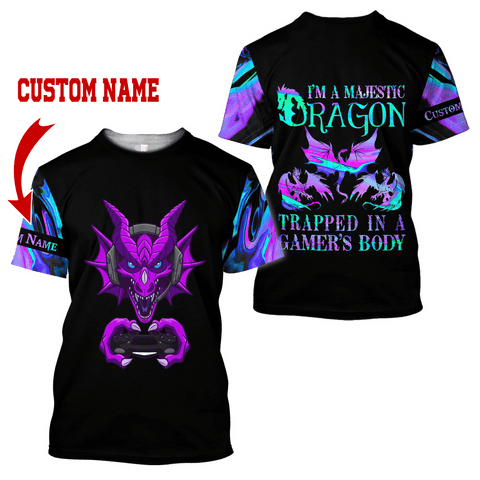 Men Tattoo Shirt Black Purple Premium Dragon Tattoo Personalized Name 3D Printed Unisex Shirts Pi03052103
