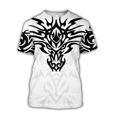 Men Tattoo Shirt White Premium Tribal Tattoo Dragon 3D Printed Unisex Shirts