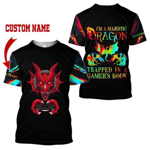 Men Tattoo Shirt Black Red Premium Dragon Tattoo Personalized Name 3D Printed Unisex Shirts Pi03052102
