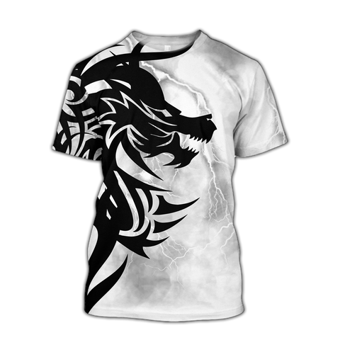 Men Tattoo Shirt White Black Premium Tribal Tattoo Dragon 3D Printed Unisex Shirts