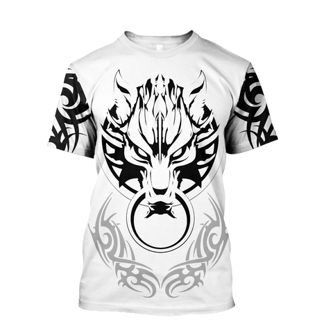 Men Tattoo Shirt White Premium Tribal Tattoo Fenrir Wolf 3D Printed Unisex Shirts