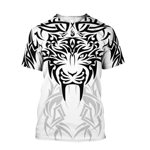 Men Tattoo Shirt White Premium Tribal Tattoo Tiger 3D Printed Unisex Shirts