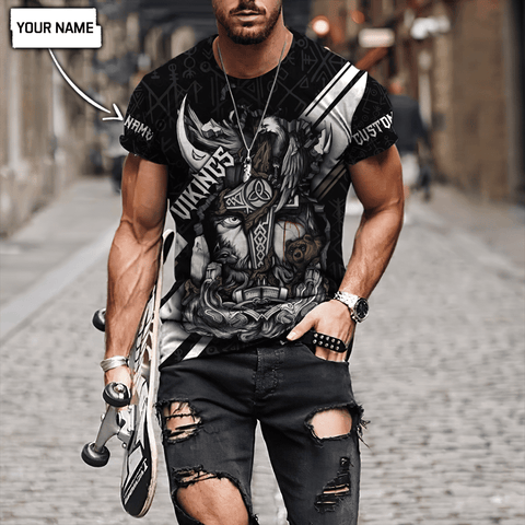 Men Viking Shirt Customize Name Vikings All Over Printed Unisex Shirts