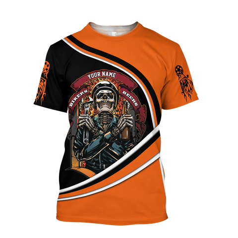 Men Racing Shirt Orange Personalized Name Motorcycle Racing 3D All Over Printed Unisex Shirts Bikers And Beer