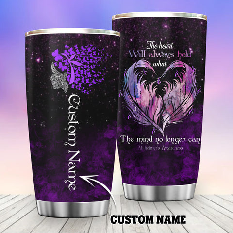 The Heart Will Always Hold What The Mind No Longer Can Alzheimer's Awareness Tumbler Gifts for Mom, Grandma HN