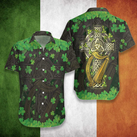 The Celtic Cross Harp Irish Proud Hawaiian Shirt St Patrick's Day Clothes HT