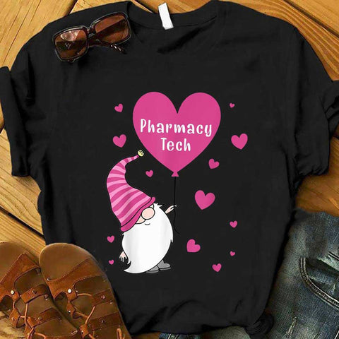 Pharmacy Tech Valentine Gnome Nurse T-Shirt Valentine’s Day Shirt Valentine Gift HN