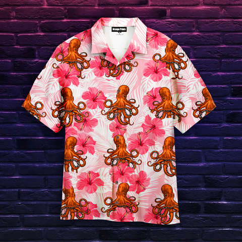Tropical Flowers Hibiscus Octopus Hawaiian Shirt Summer Beach Clothes Outfit For Men Women ND
