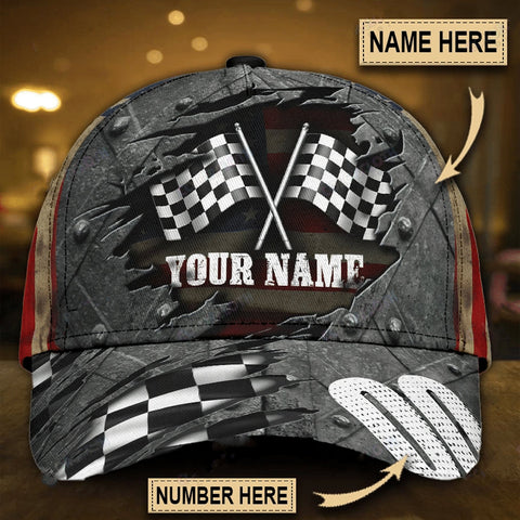 Men Racing Cap Personalized Name Biker Classic Cap Race On