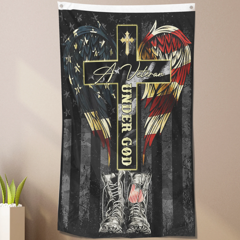 A Veteran Under God Vertical Flag