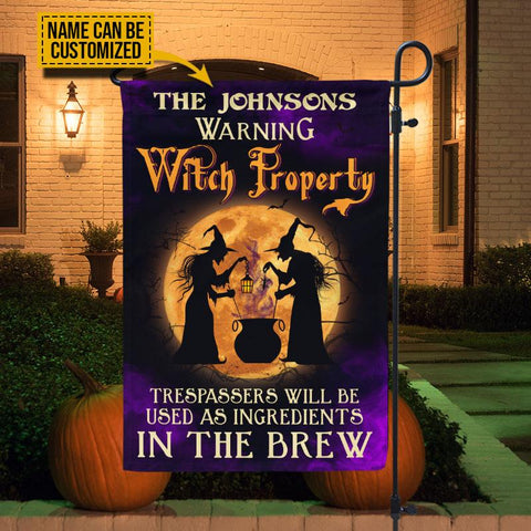 Warning Witch Property Custom Flag, Halloween Outdoor Decoration, Witch Decoration, Halloween Garden