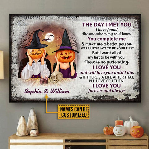 Witch Couple Husband Wife The Day I Met Halloween Couple Gift Custom Poster, Anniversary, Halloween Decor, Wall Pictures, Wall Art, Wall Decor