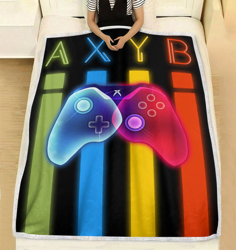 Xbox neon controller Sherpa Blanket TTM