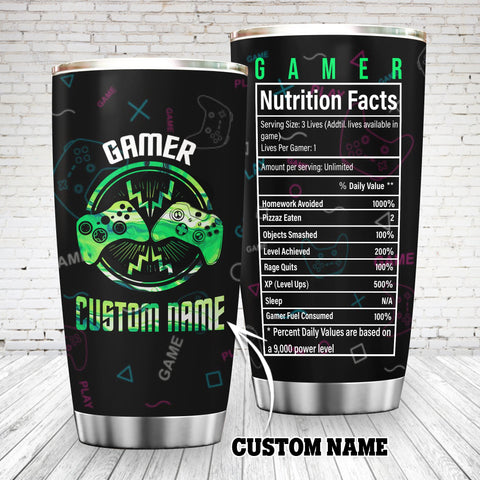 Customized Tumbler for Gamer, Gamer Cup, Xbox gamer Nutrition facts Tumbler Custom TTM