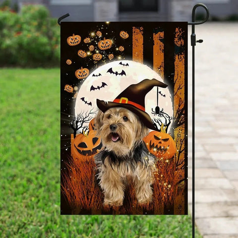 Yorkie Happy Halloween Double Sided Halloween Garden Flag For Outdoor Yard Decoration Home Decor ND