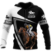 Men Hoodie Black White Personalized Name Horse Racing 3D All Over Printed Unisex Shirts