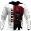 Men Samurai Hoodie White Premium 3D Printed Personalized Samurai Warrior Shirts MEI