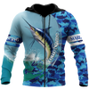 Custom name Marlin Fishing Camo 3D Design print shirts