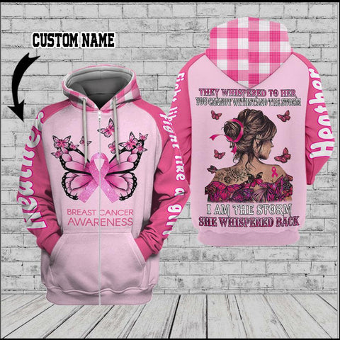 Breast Cancer They whispered to her 03 Custom Hoodie