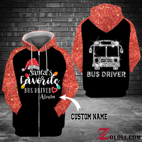 Santa's Favorite Bus Driver Hoodie 3D TXX
