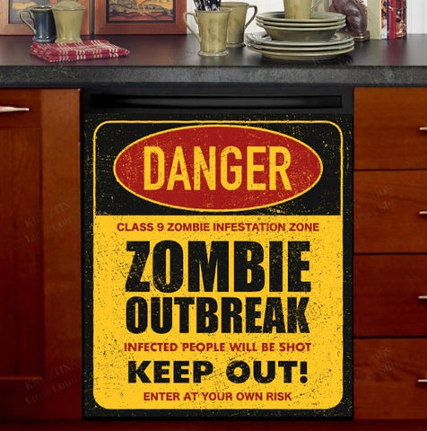 Zombie Outbreak Halloween Kitchen Dishwasher Cover Decor Art Housewarming Gifts Home Decorations ND