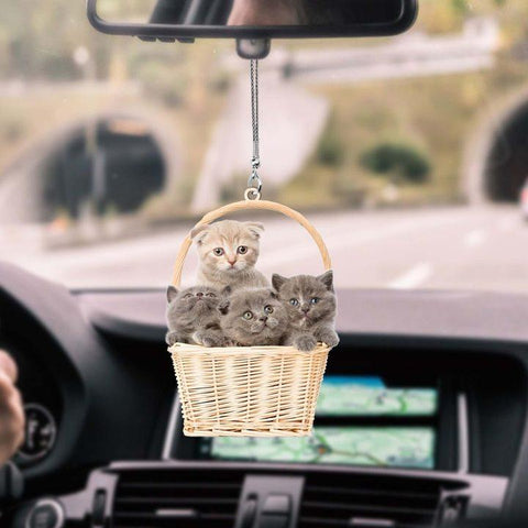 Lovely Cat Kittens In Basket Car Hanging Ornament