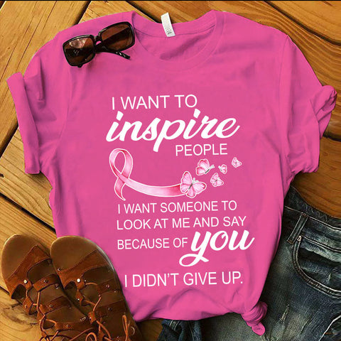 I want to Inspire People Breast Cancer Shirt In October We wear pink T-shirt 3D Custom VA, Pink Ribbon Shirt