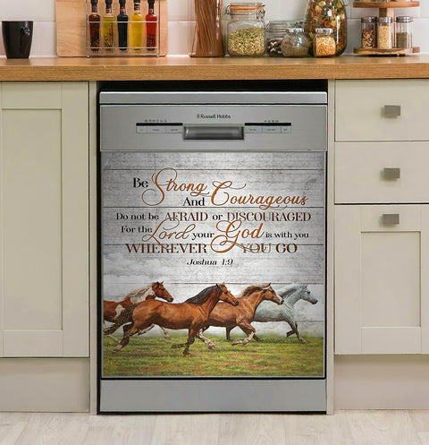 Horse Be Strong And Courageous Decor Kitchen Dishwasher Cover