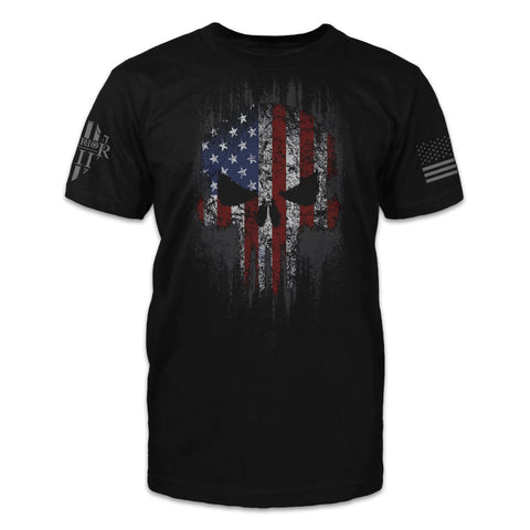 American Patriot Shirt Black American Skull