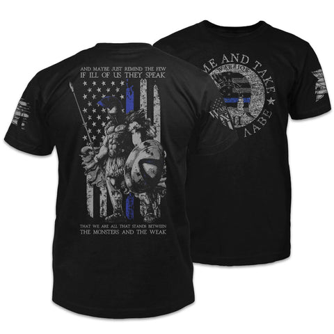 American Spartan - Thin Blue Line Edition American Patriot Shirt Black Thin Blue Line Shirt