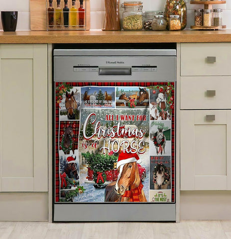 All I Want For Christmas Is A Horse Decor Kitchen Dishwasher Cover