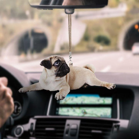 PUG LYING CAR HANGING ORNAMENT