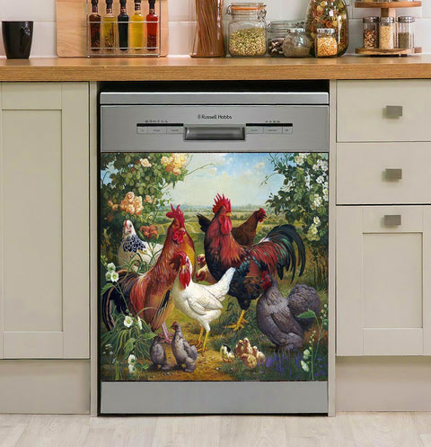 Chickens Farm Art Dishwasher Cover Kitchen Decor HT
