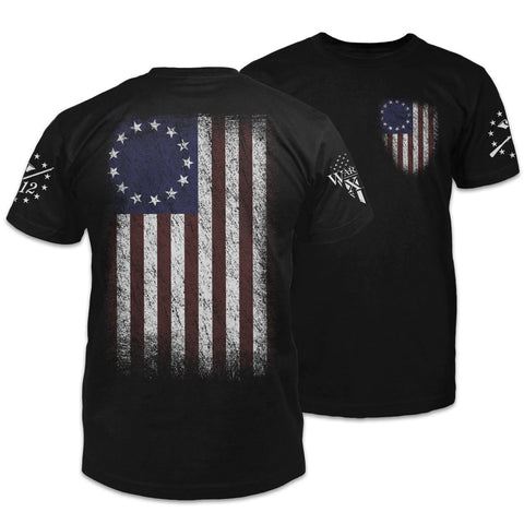 American Patriot Shirt Black Betsy Ross Flag