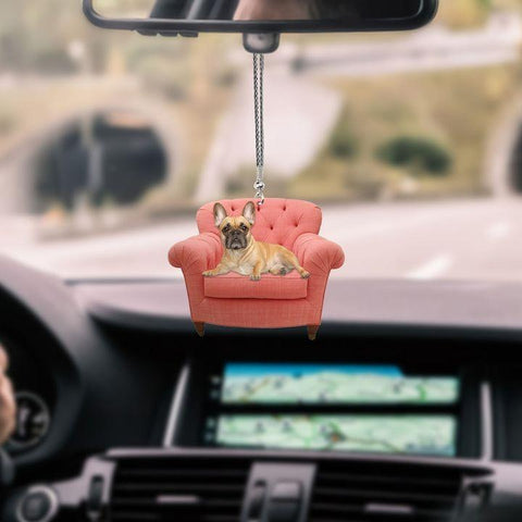 FRENCH BULLDOG J CAR HANGING ORNAMENT