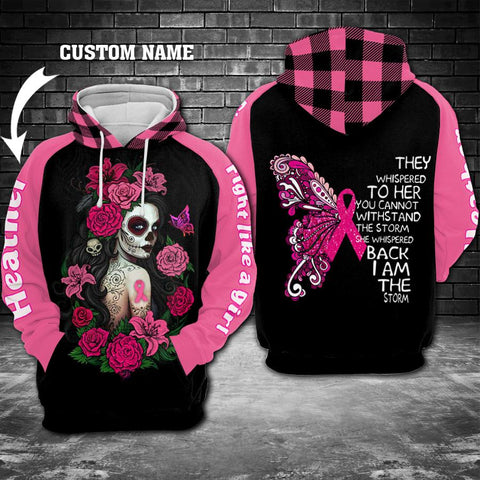 Breast Cancer Skull Girl Hoodie 3D