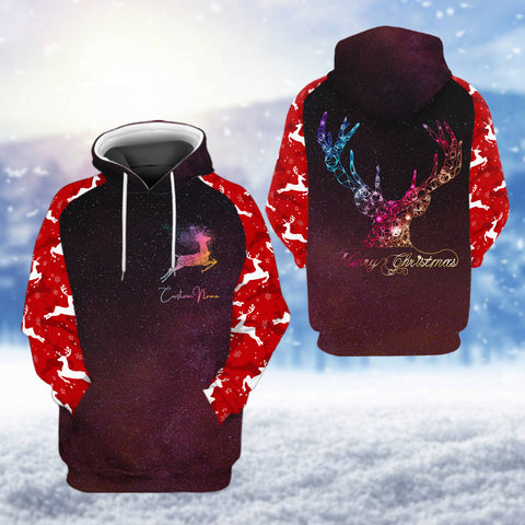 Deer Merry Christmas 3D Custom Hoodie Deer Hunting Shirt Xmas Gift HN