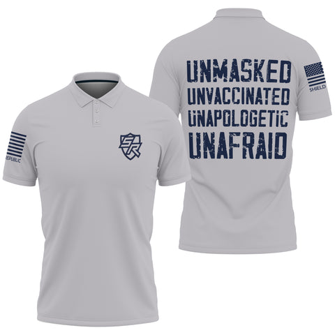 Unmasked Unvaccinated Unapologetic Unafraid Shirt Polo T-Shirt Unmasked Apparel HN
