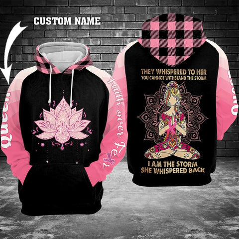 Faith over Fear Breast Cancer Awareness 3D Custom Hoodie