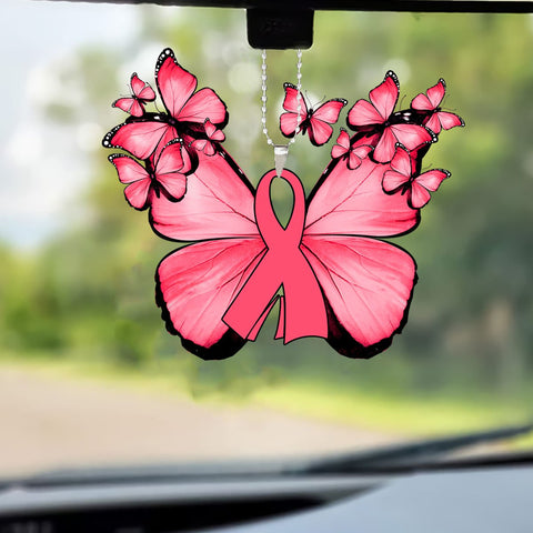 Breast Cancer Butterfly Car Ornament