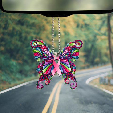 Breast Cancer Butterfly Ornament