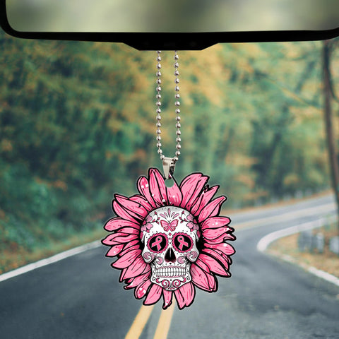 Breast Cancer Skull Ornament