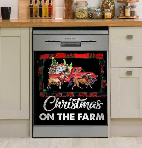 Horse Christmas On The Farm Decor Kitchen Dishwasher Cover