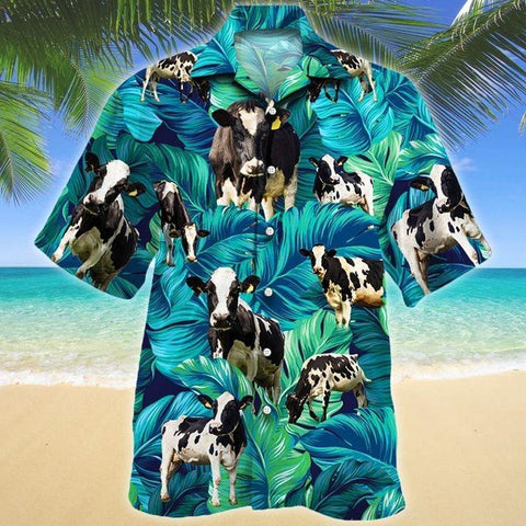 Cattle Hawaii Shirt Green HOLSTEIN FRIESIAN CATTLE LOVERS HAWAIIAN SHIRT