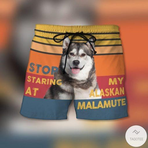 Stop Staring At My Alaskan Malamute Beach Shorts