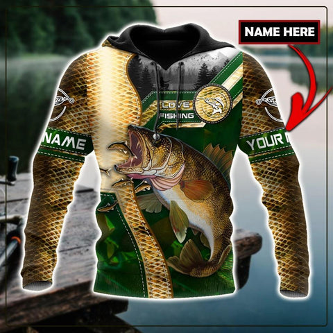 Custom name Walleye Master Fishing camo 3D print shirts