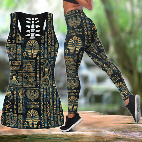 Women Tank Top Egyptian Hieroglyphs And Deities Mythology Culture Combo Legging Tank