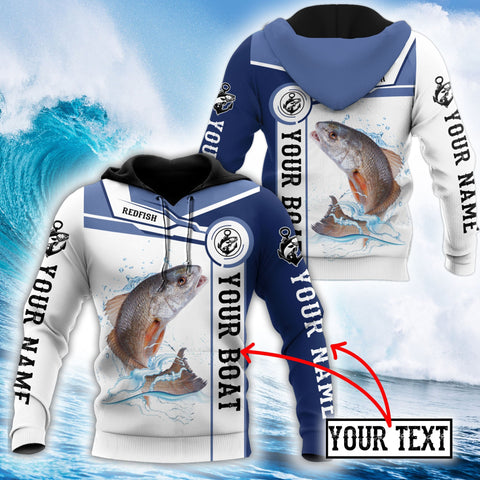 Custom name Redfish fishing Catch and Release 3D Design print shirts